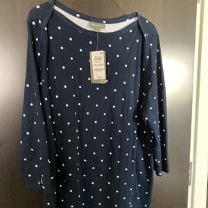 NWT navy polka dot top